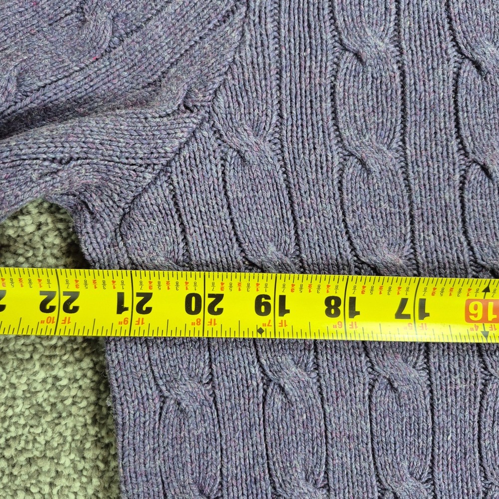 Polo Ralph Lauren 100% Silk Cable Knit Sweater Mens Large Purple V-Neck - Picture 5 of 6